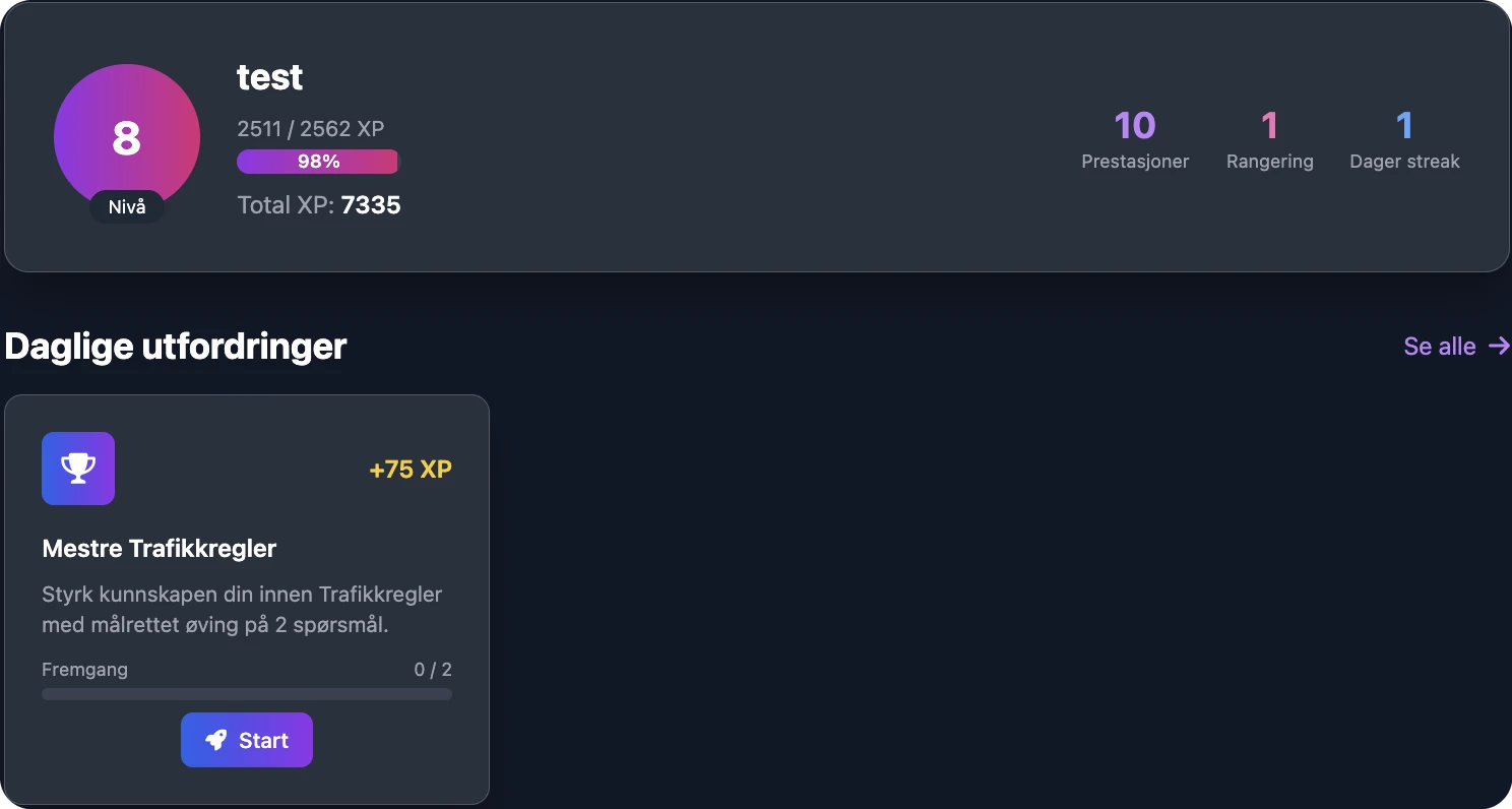 Daily challenges and XP progression