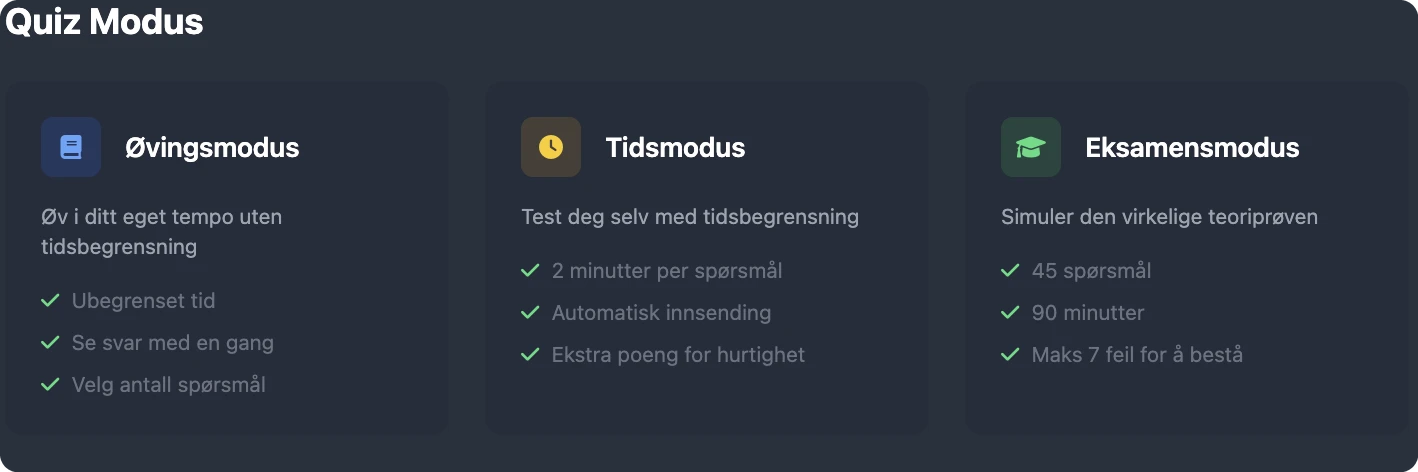 Multiple quiz modes for variety